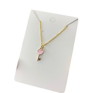 Pink key heart necklace
